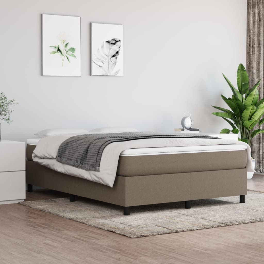 Boxspring-sängram taupe 140x190 cm tyg