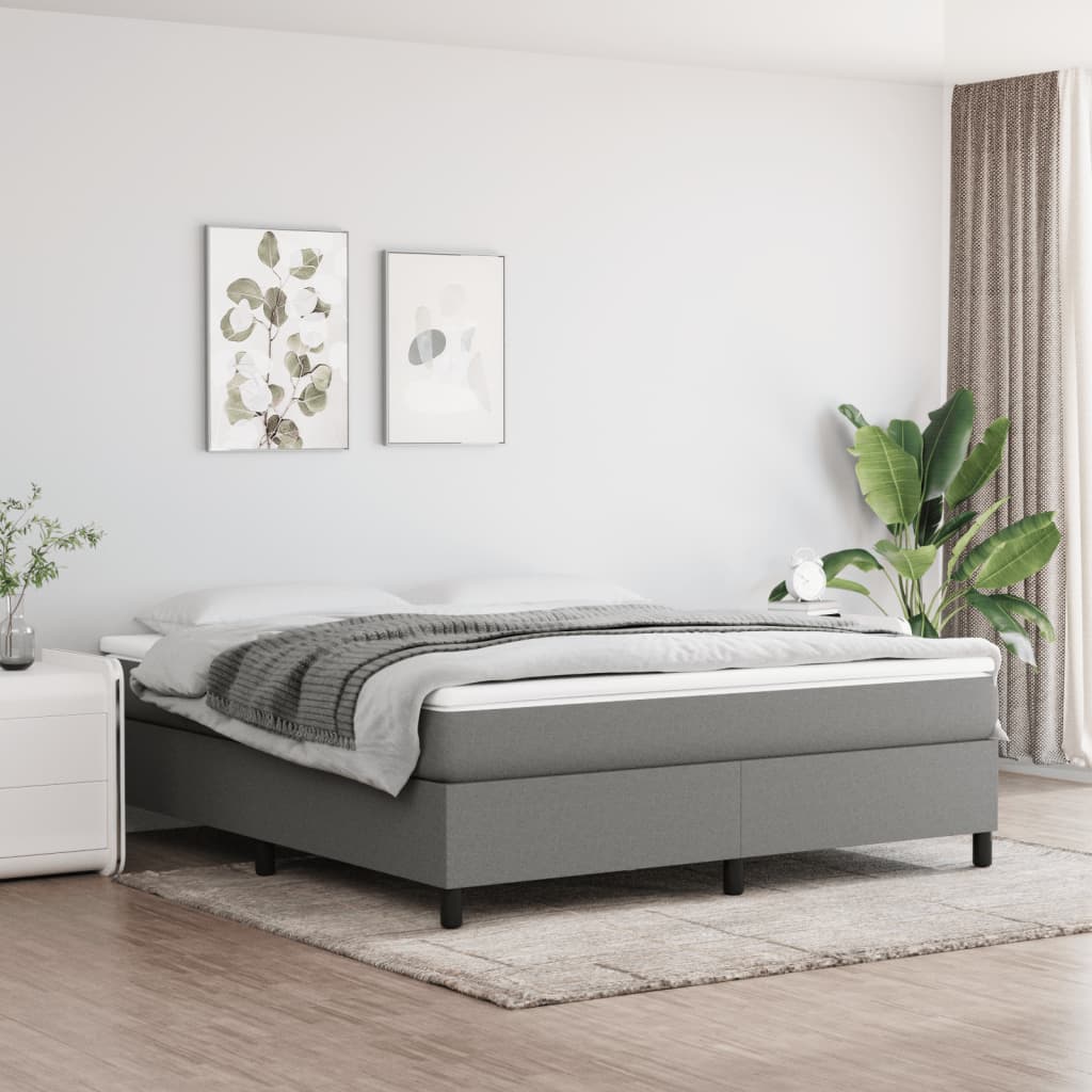 Boxspring-sängram mörkgrå 180x200 cm tyg