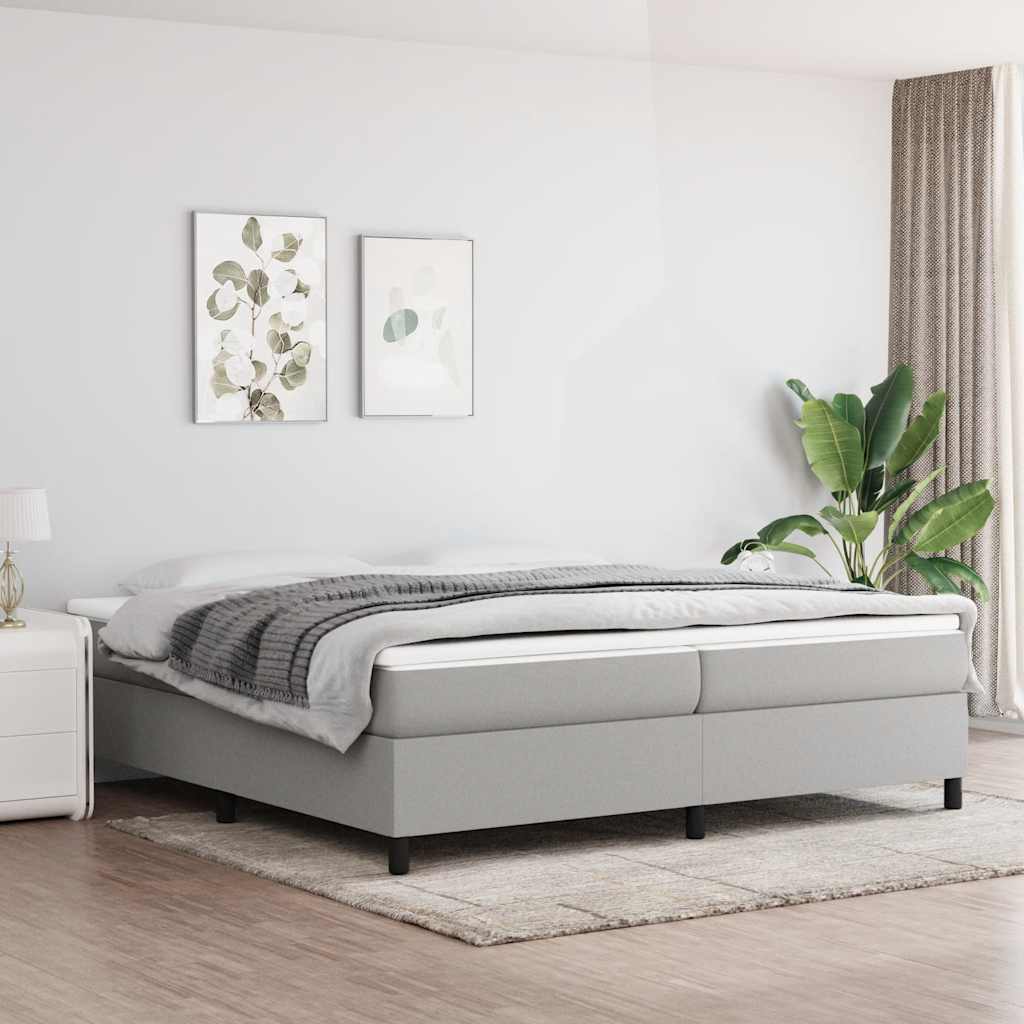 Boxspring-sängram ljusgrå 200x200 cm tyg