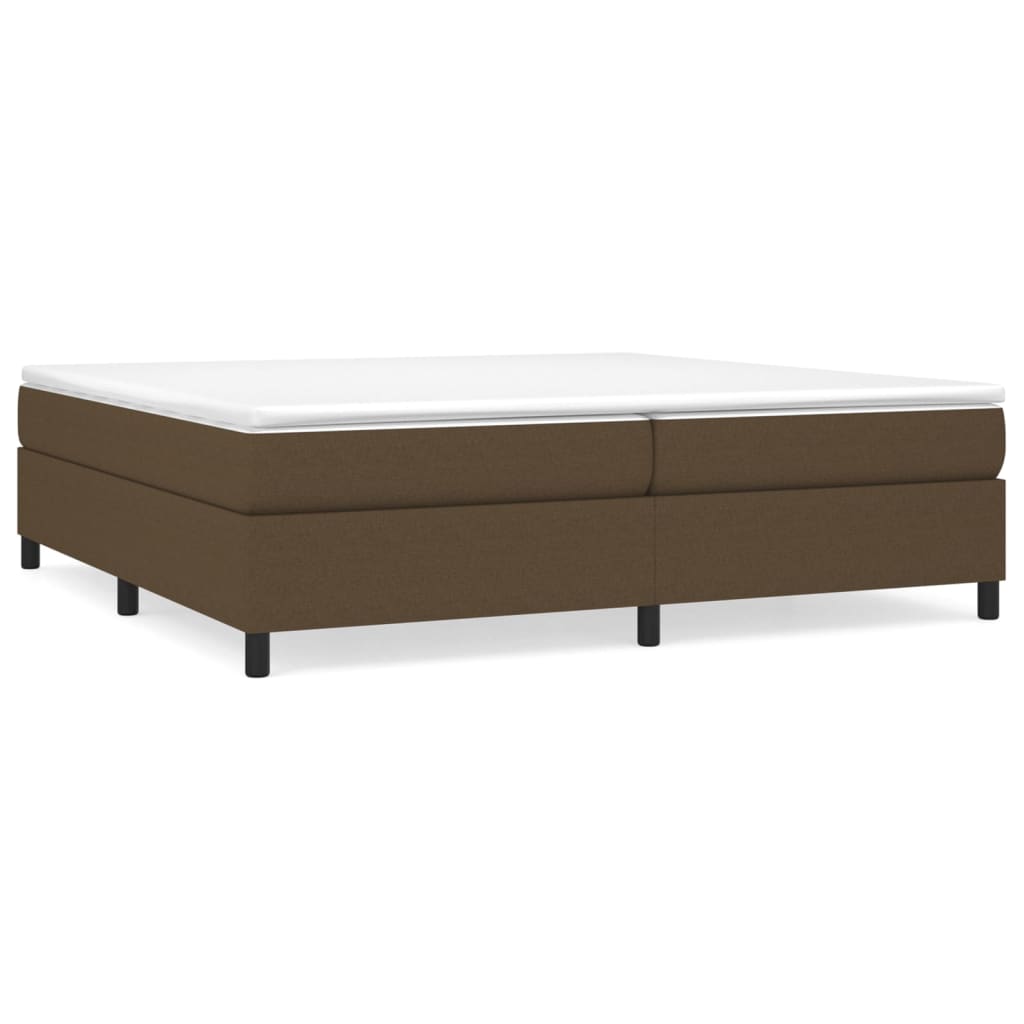 Boxspring-sängram mörkbrun 200x200 cm tyg