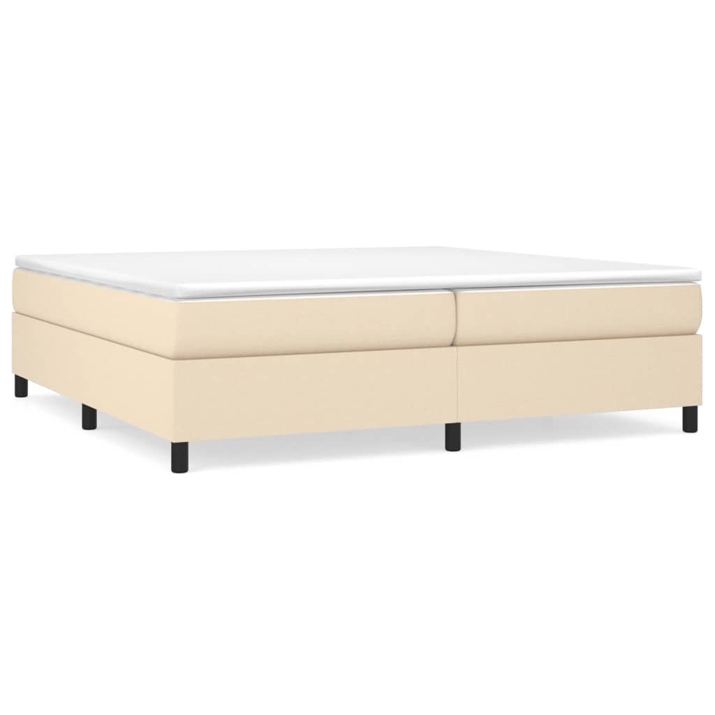 Boxspring-sängram gräddvit 200x200 cm tyg