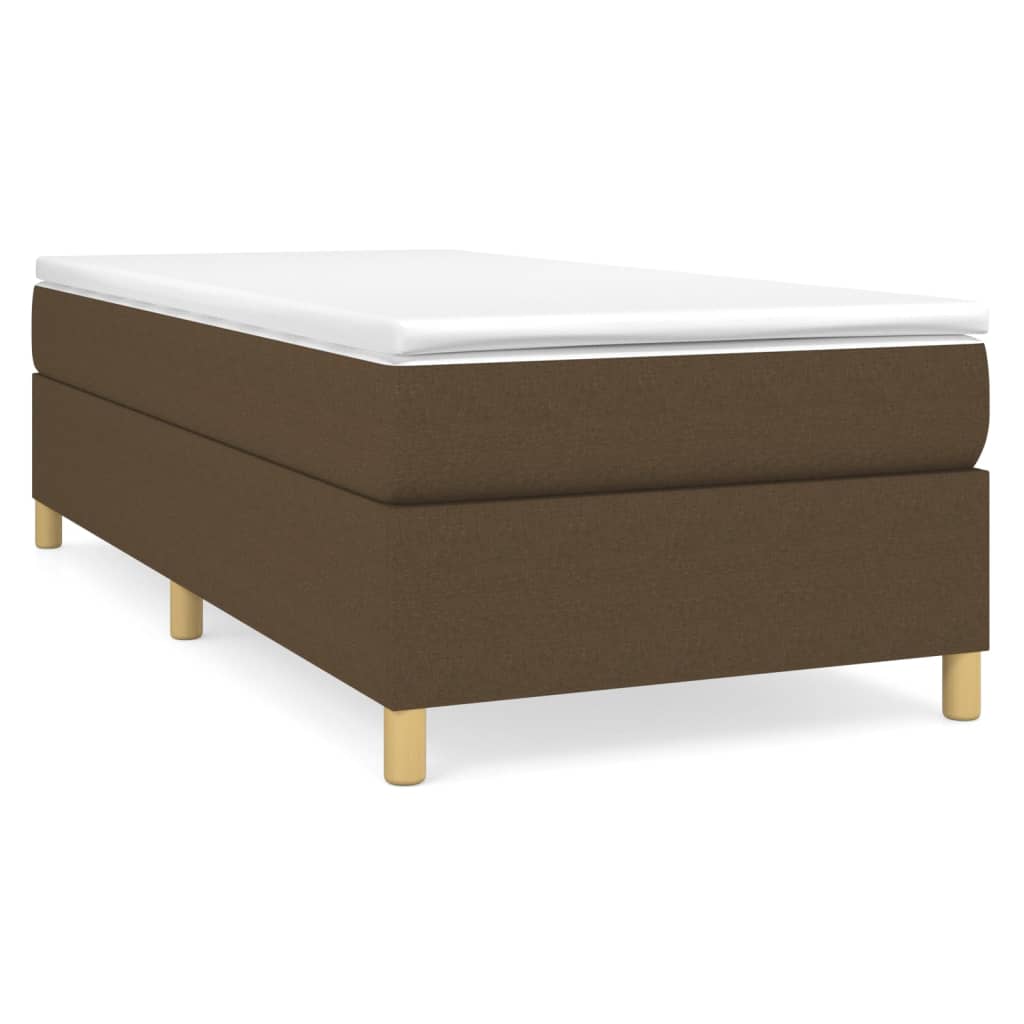 Boxspring-sängram mörkbrun 90x190 cm tyg