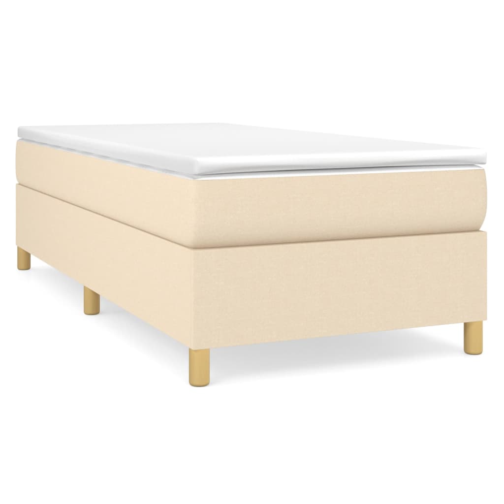 Boxspring-sängram gräddvit 90x190 cm tyg