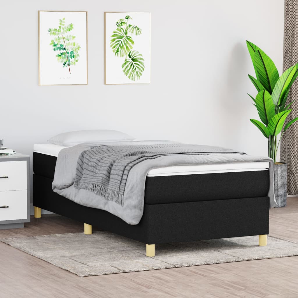 Boxspring-sängram svart 90x200 cm tyg