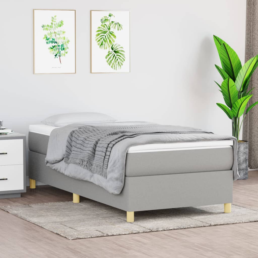 Boxspring-sängram ljusgrå 100x200 cm tyg
