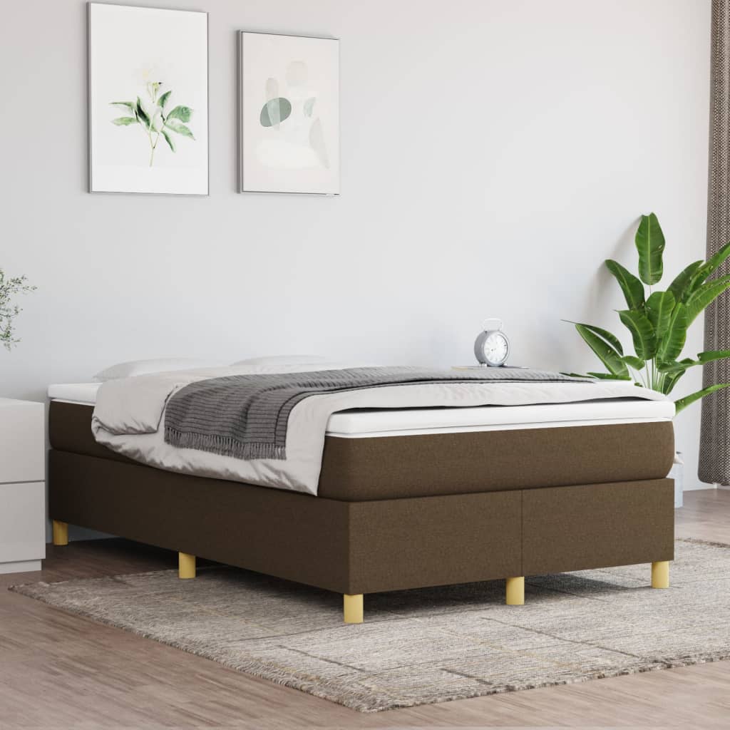 Boxspring-sängram mörkbrun 120x200 cm tyg