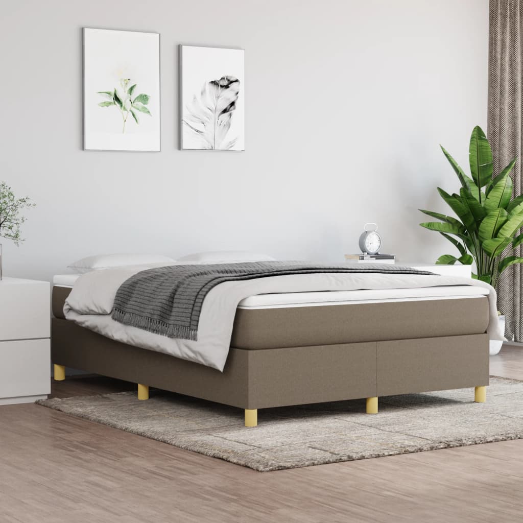 Boxspring-sängram taupe 140x200 cm tyg