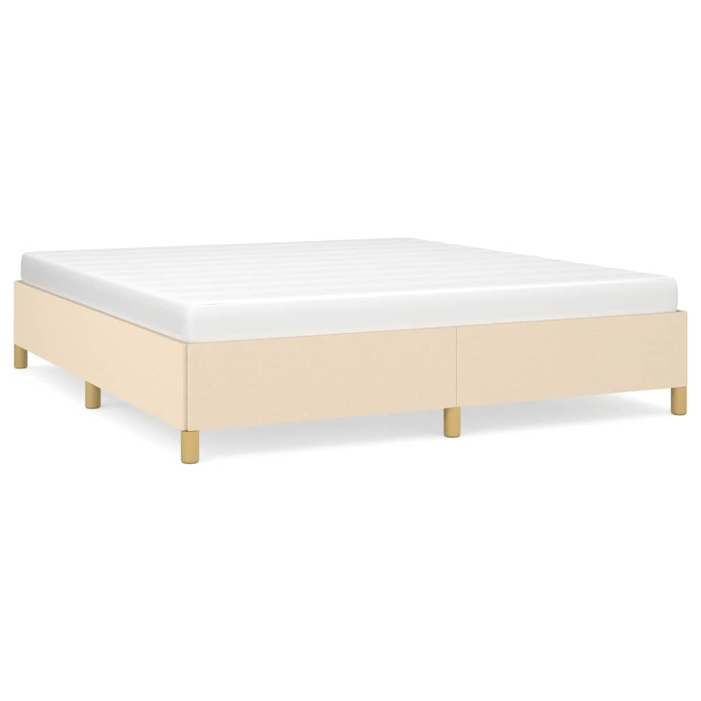 Boxspring-sängram gräddvit 160x200 cm tyg