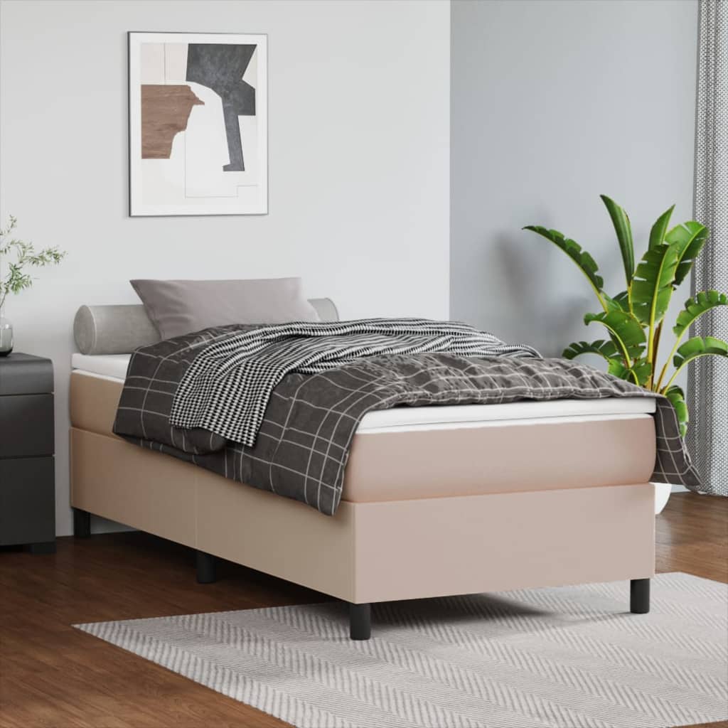 Boxspring-sängram cappuccino 90x190 cm konstläder