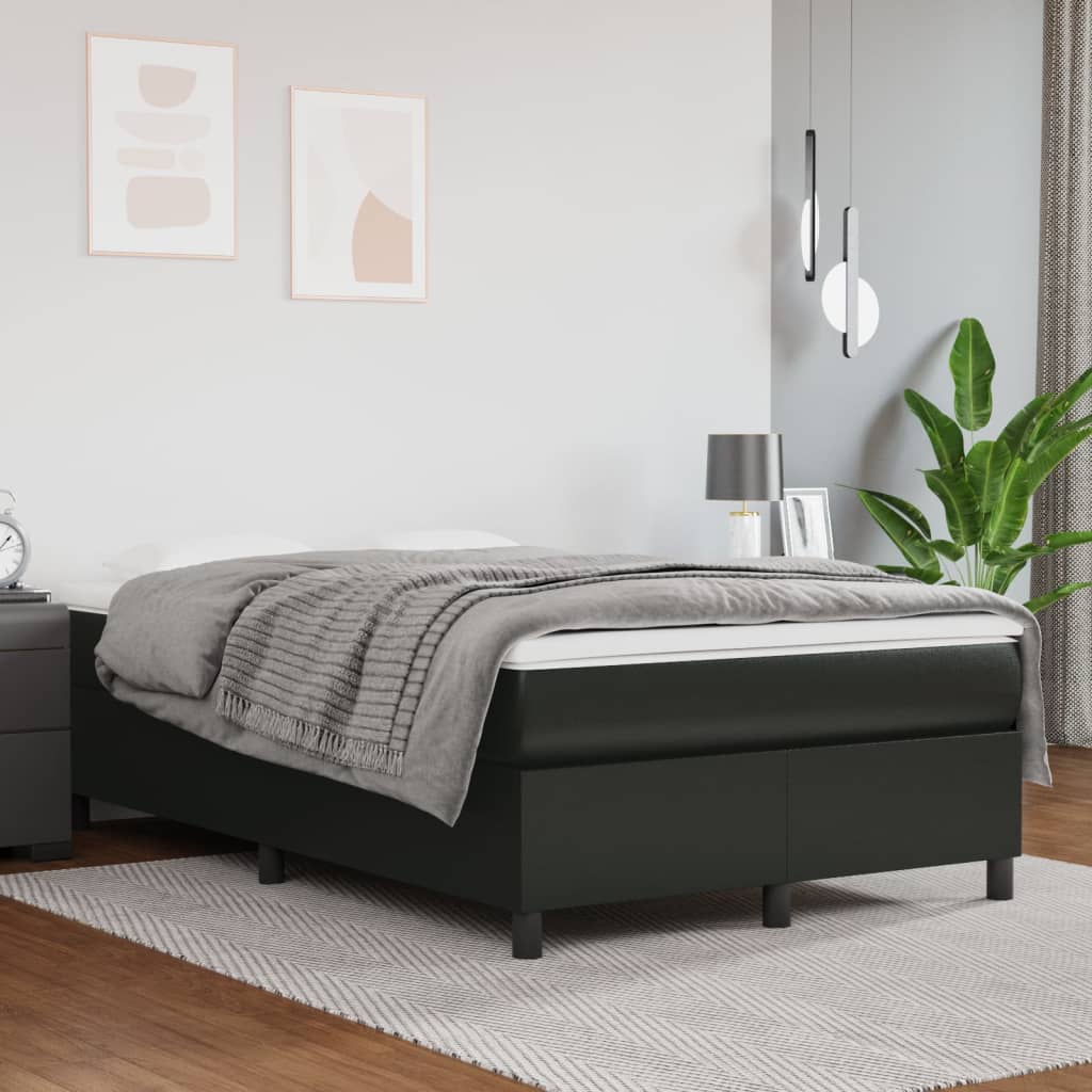 Boxspring-sängram svart 120x200 cm konstläder