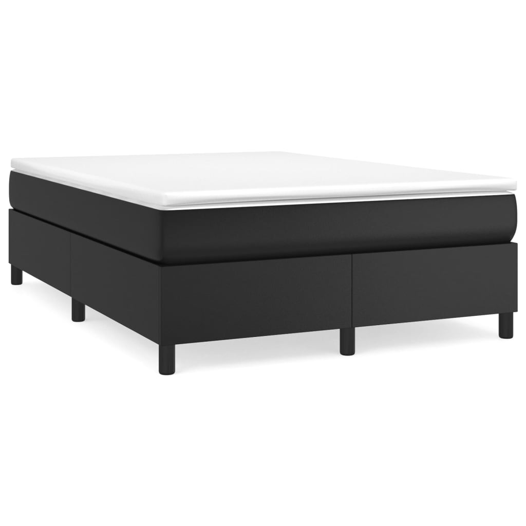 Boxspring-sängram svart 140x190 cm konstläder