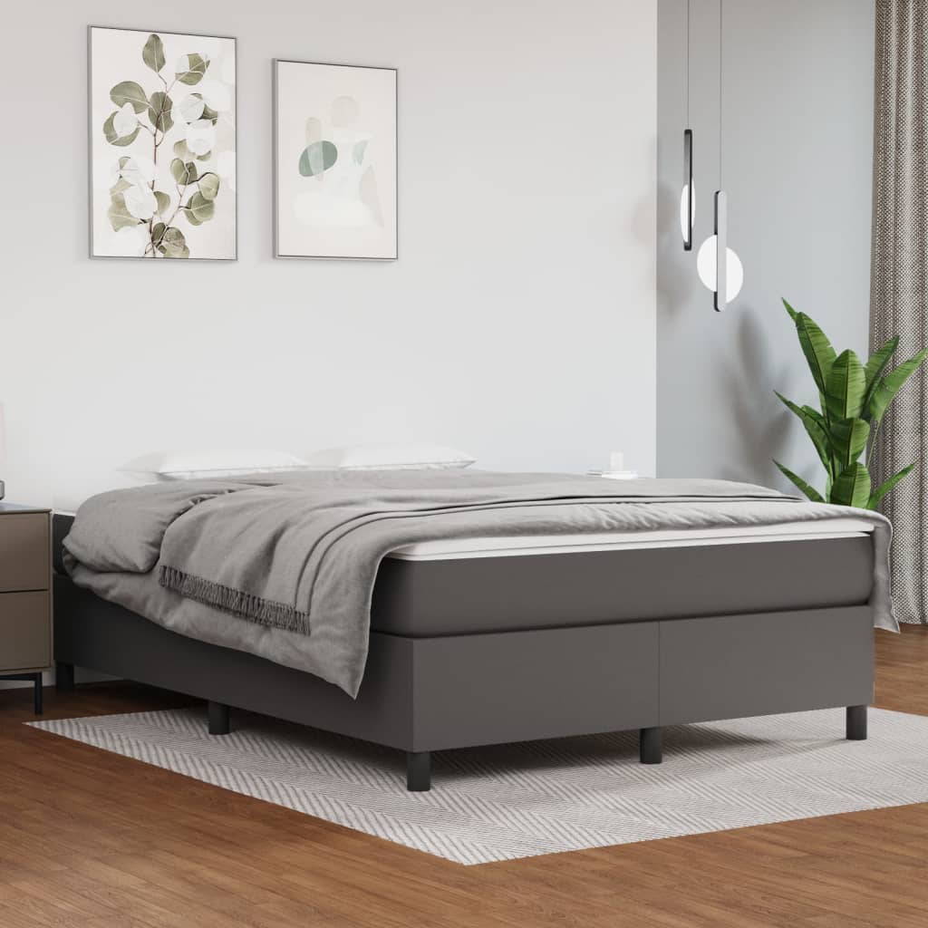 Boxspring-sängram grå 140x200 cm konstläder