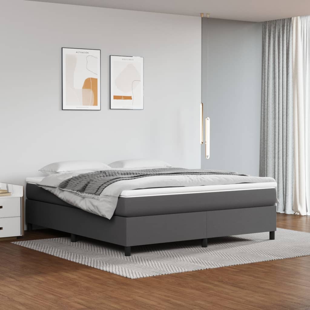 Boxspring-sängram grå 180x200 cm konstläder
