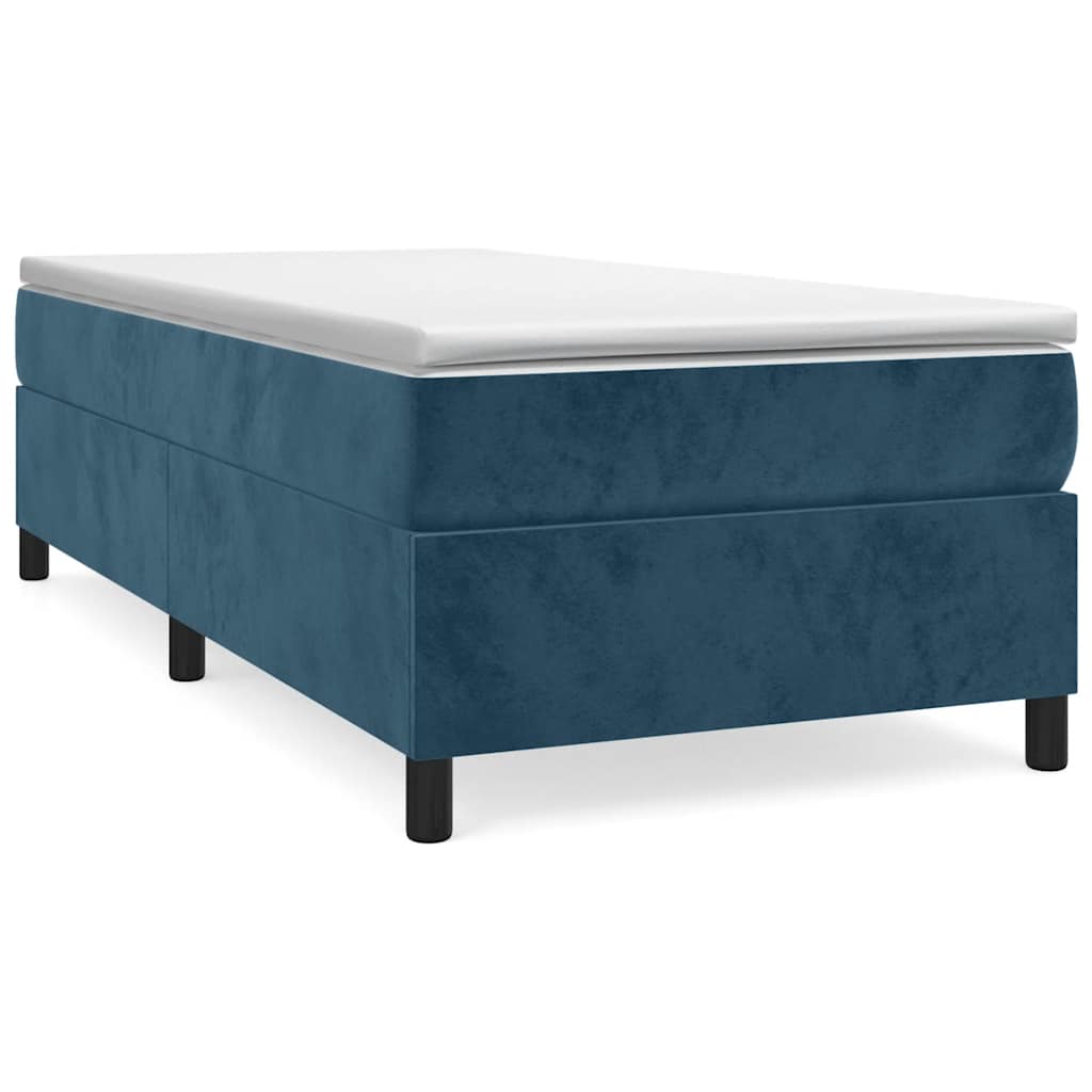 Boxspring-sängram mörkblå 90x190 cm sammet