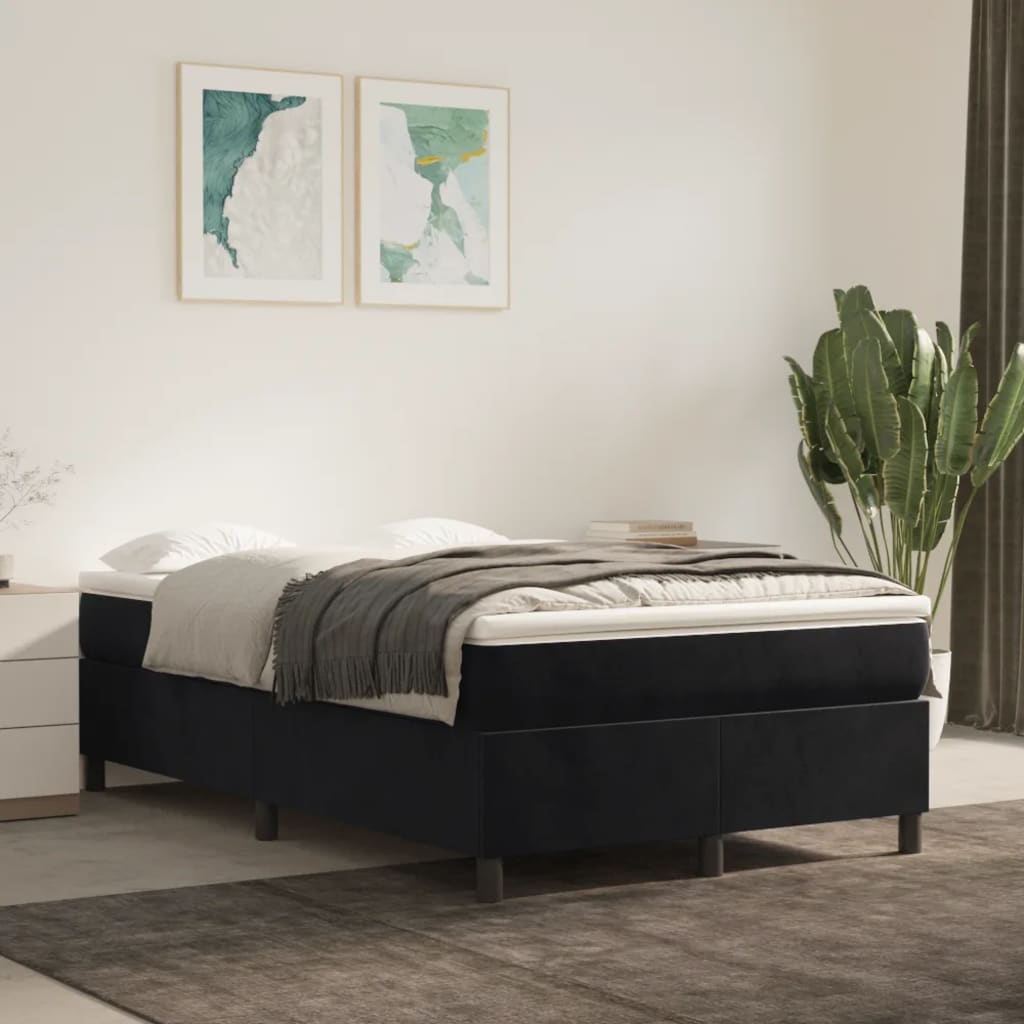 Boxspring-sängram svart 120x200 cm sammet