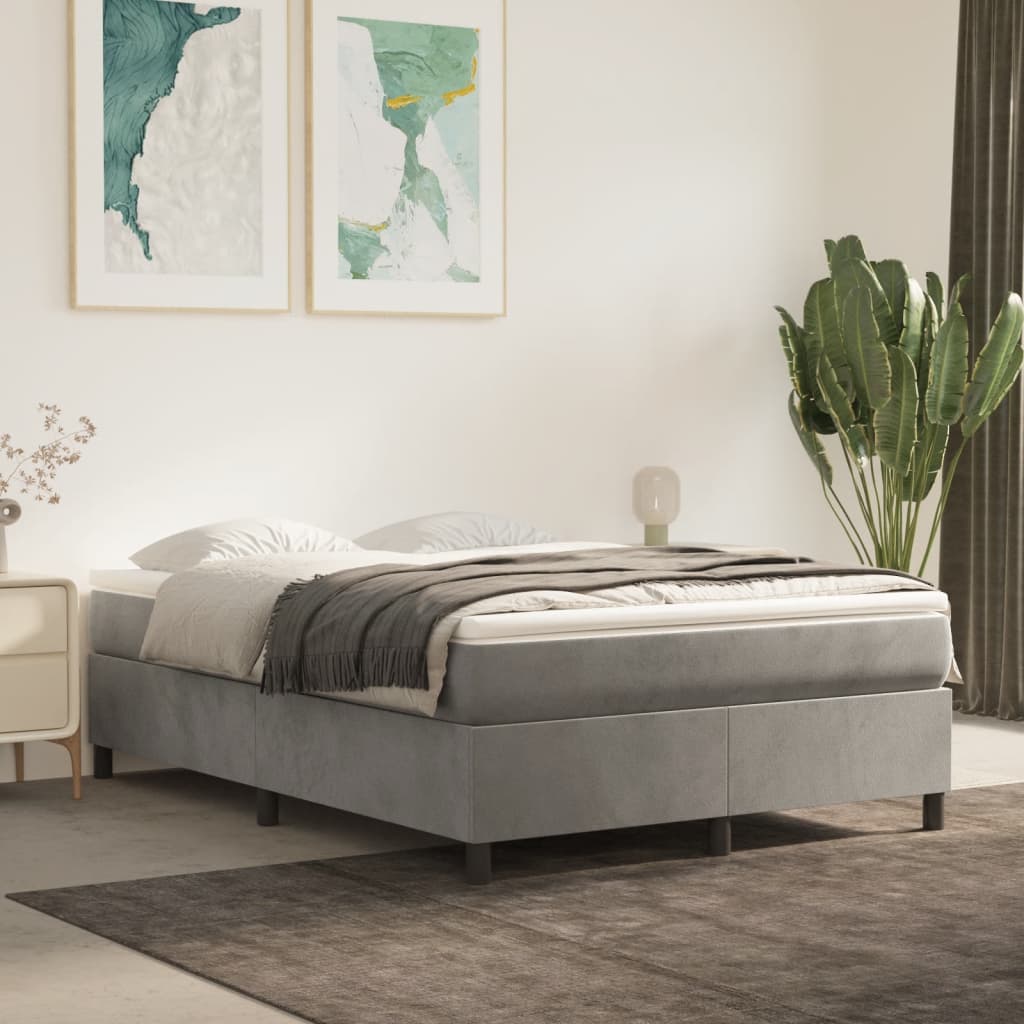 Boxspring-sängram ljusgrå 140x190 cm sammet