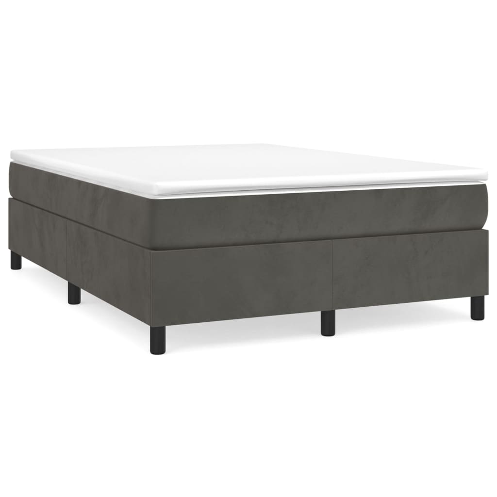 Boxspring-sängram mörkgrå 140x190 cm sammet