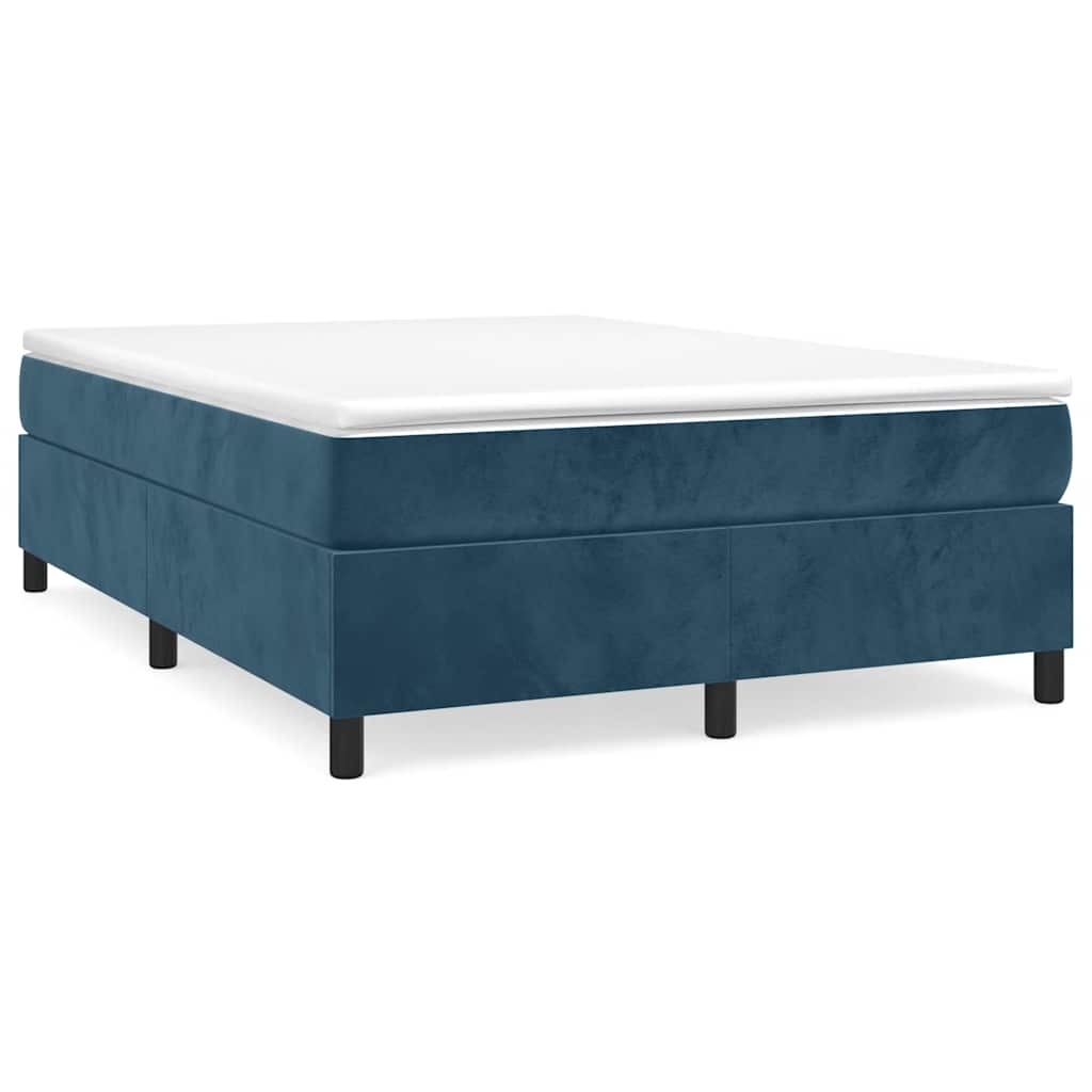 Boxspring-sängram mörkblå 140x190 cm sammet