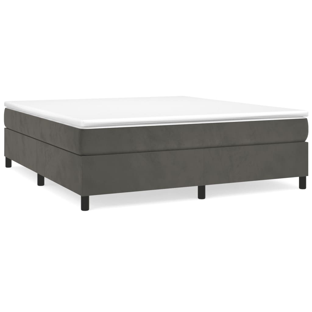 Boxspring-sängram mörkgrå 160x200 cm sammet