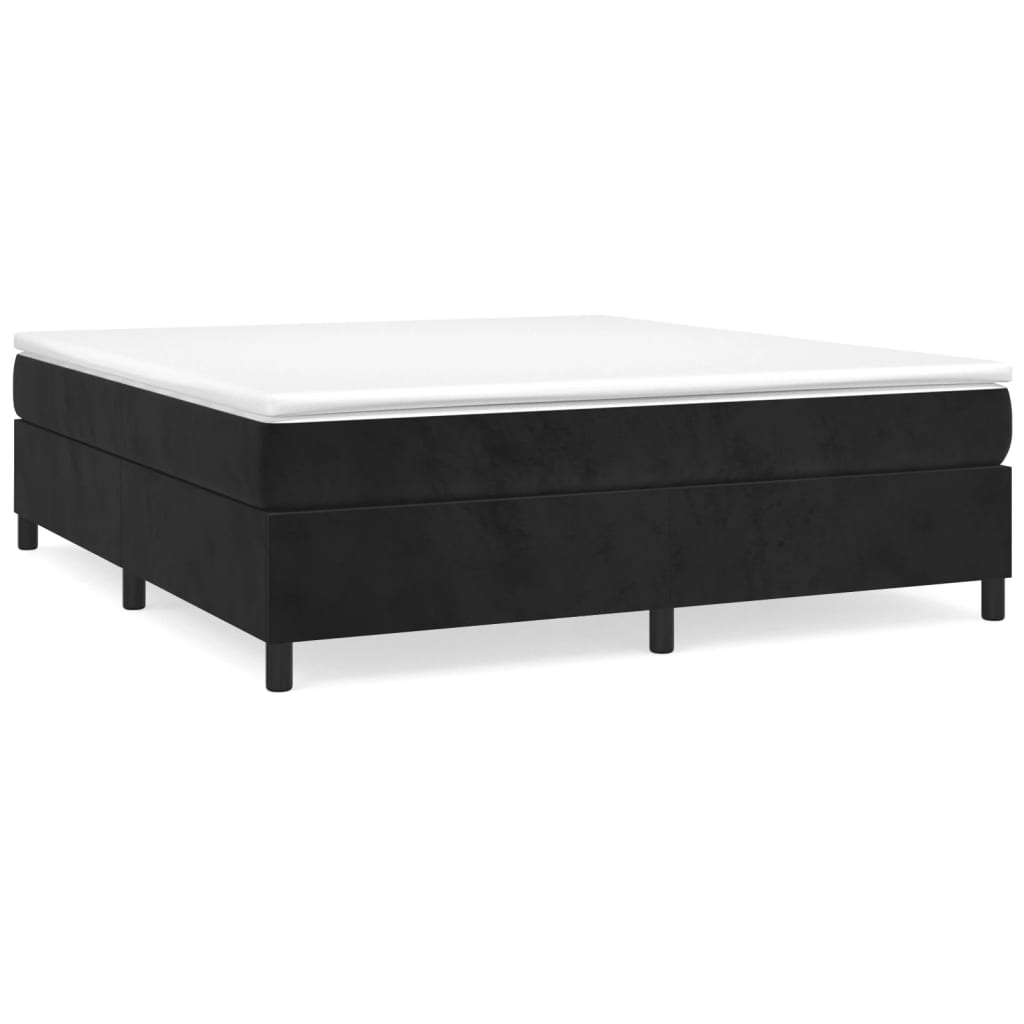 Boxspring-sängram svart 160x200 cm sammet