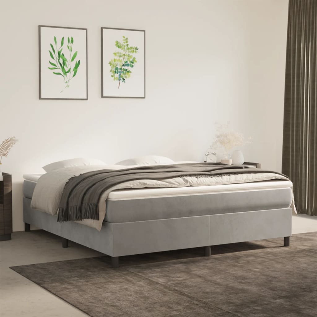 Boxspring-sängram ljusgrå 180x200 cm sammet