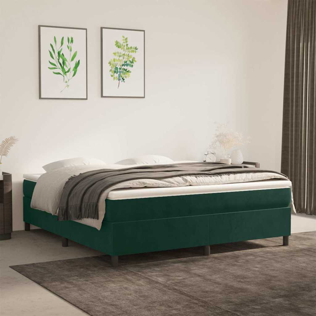 Boxspring-sängram mörkgrön 180x200 cm sammet