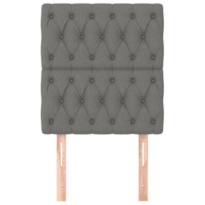 Sänggavel mörkgrå 80x7x118/128 cm tyg