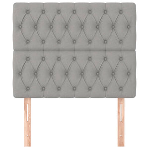 Sänggavel ljusgrå 90x7x118/128 cm tyg