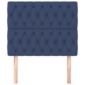 Sänggavel blå 100x7x118/128 cm tyg