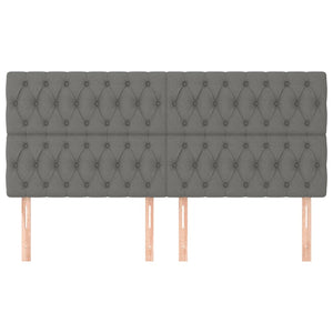 Sänggavel mörkgrå 180x7x118/128 cm tyg