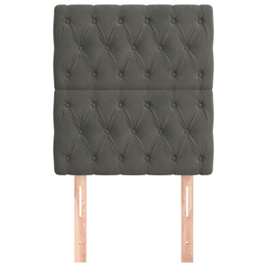 Sänggavel mörkgrå 80x7x118/128 cm sammet