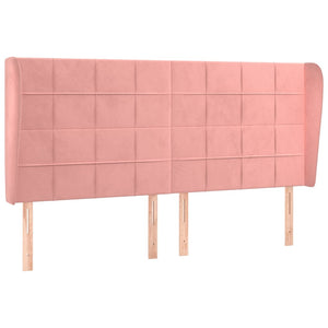Sänggavel med kanter rosa 183x23x118/128 cm sammet