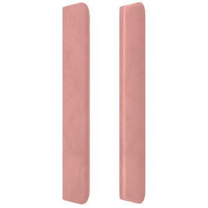Sänggavel med kanter rosa 93x16x118/128 cm sammet