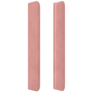 Sänggavel med kanter rosa 183x16x118/128 cm sammet