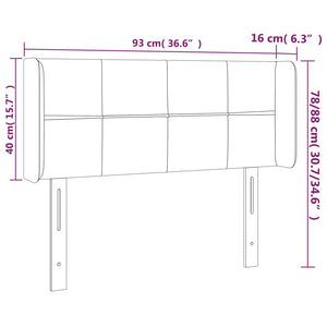 Sänggavel LED mörkbrun 93x16x78/88 cm tyg