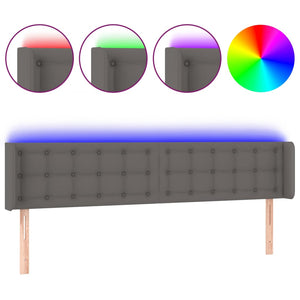 Sänggavel LED grå 203x16x78/88 cm konstläder