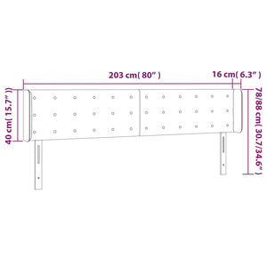 Sänggavel LED grå 203x16x78/88 cm konstläder