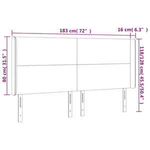 Sänggavel LED vit 183x16x118/128 cm konstläder
