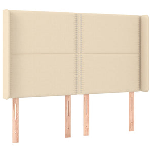 Sänggavel LED gräddvit 147x16x118/128 cm tyg