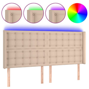 Sänggavel LED cappuccino 163x16x118/128 cm konstläder