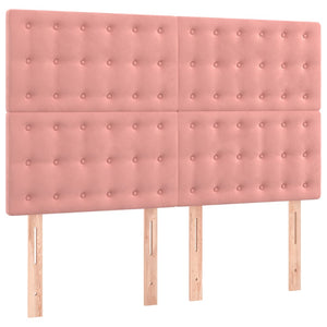 Ramsäng med madrass rosa 140x200 cm sammet