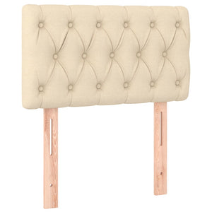 Ramsäng med madrass & LED gräddvit 80x200 cm tyg