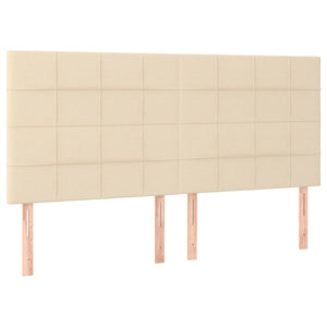 Ramsäng med madrass & LED gräddvit 200x200 cm tyg