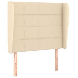 Ramsäng med madrass gräddvit 90x200 cm tyg