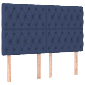 Ramsäng med madrass blå 160x200 cm tyg