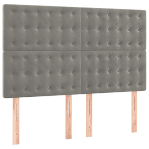 Ramsäng med madrass ljusgrå 140x190 cm sammet