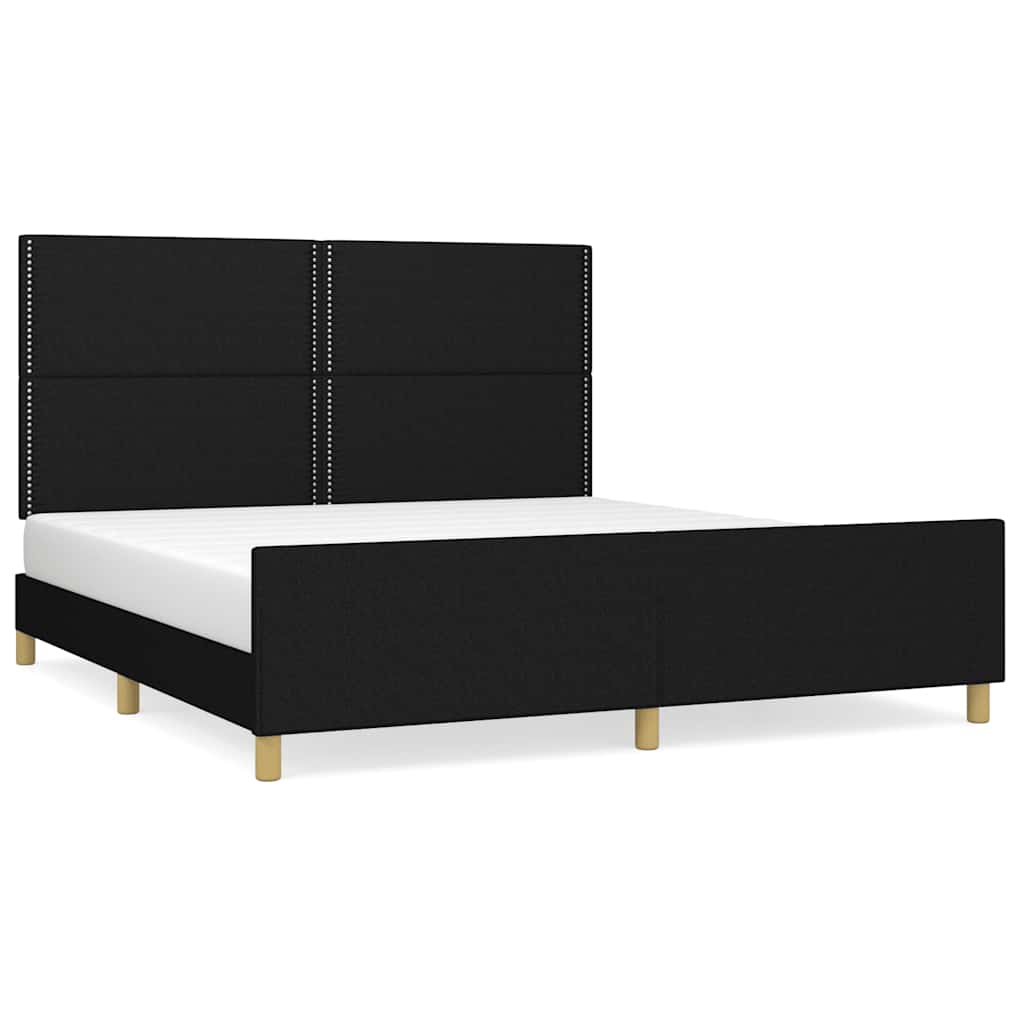 Sängram utan madrass svart 180x200 cm tyg