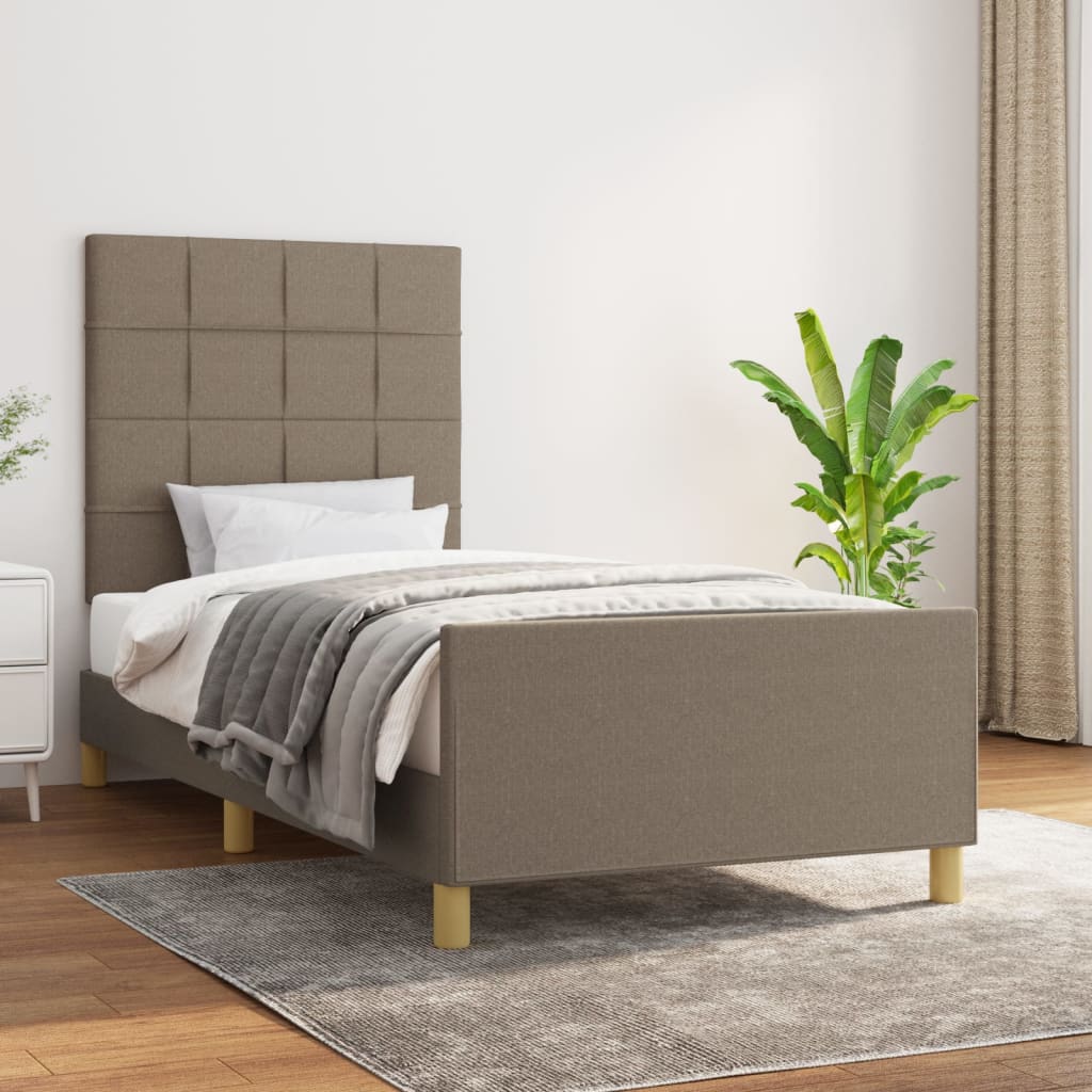 Sängram utan madrass taupe 100x200 cm tyg