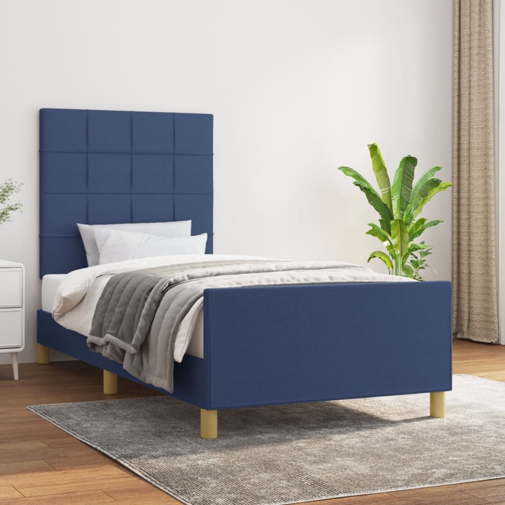Sängram utan madrass blå 100x200 cm tyg