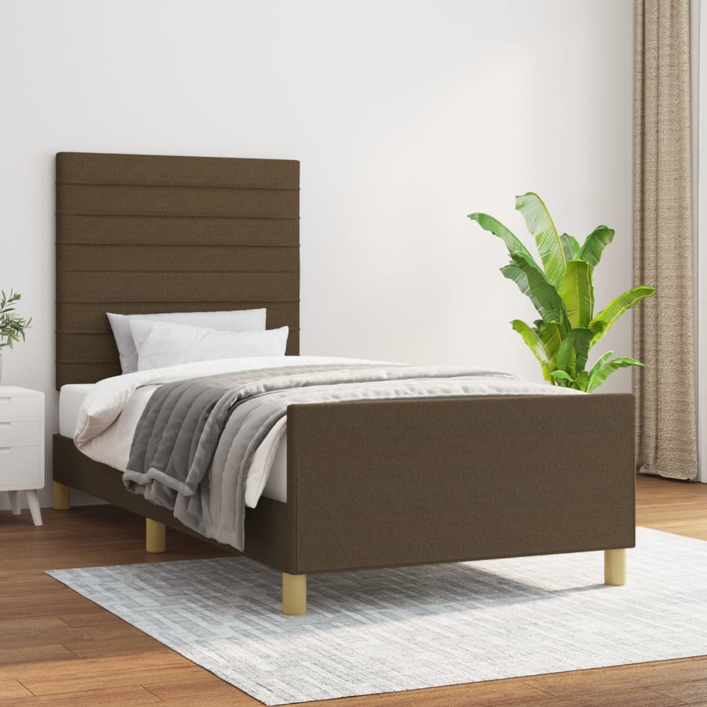 Sängram utan madrass mörkbrun 80x200 cm tyg